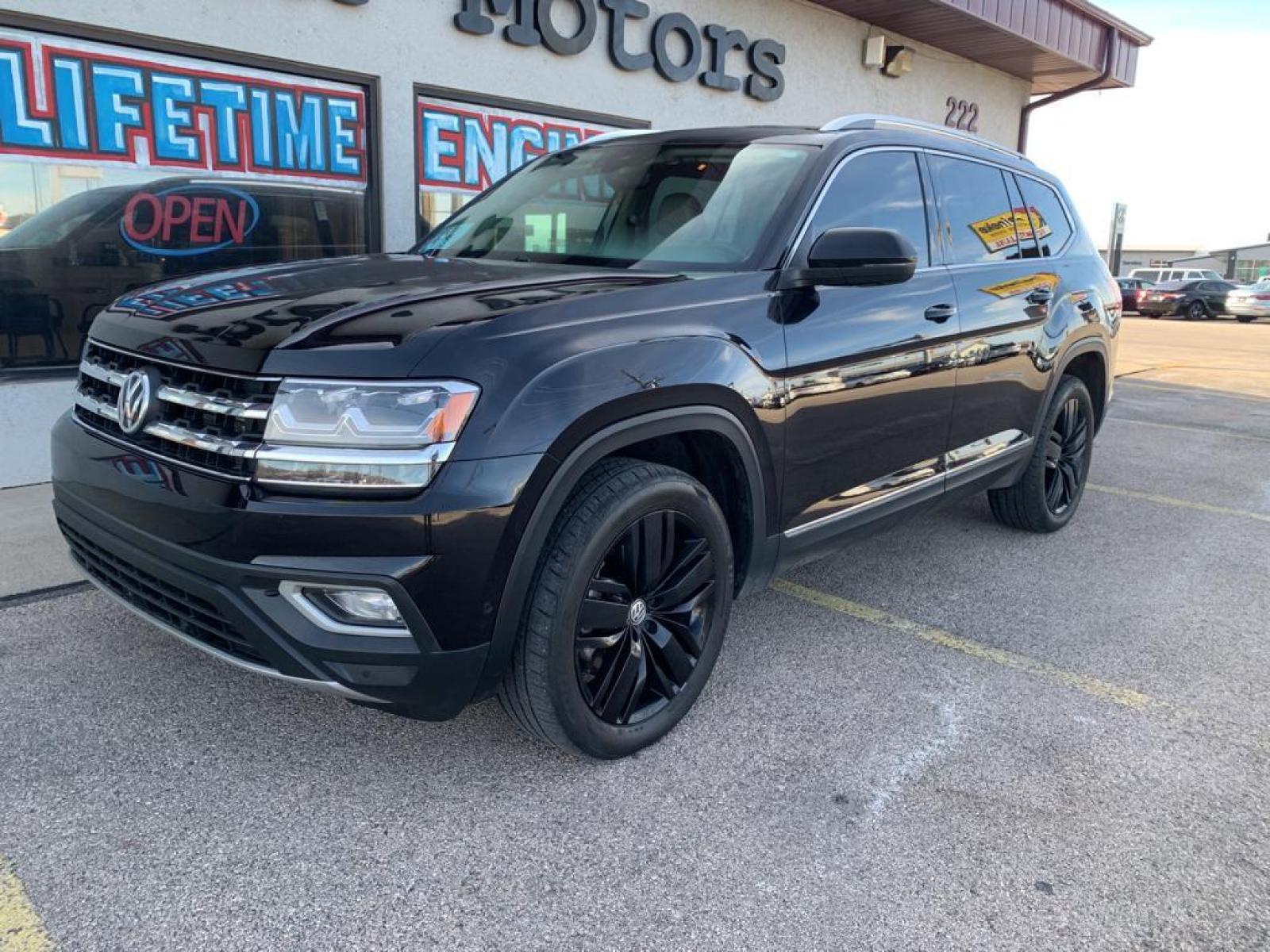 2019 Deep Black Pearl /Shetland Beige Volkswagen Atlas 3.6L V6 SEL Premium (1V2NR2CAXKC) with an V6, 3.6L engine, 8-speed automatic transmission, located at 222 N Cambell St., Rapid City, SD, 57701, (866) 420-2727, 44.081833, -103.191032 - <b>Equipment</b><br>Protect this 2019 Volkswagen Atlas from unwanted accidents with a cutting edge backup camera system. This model has auto-adjust speed for safe following. This Volkswagen Atlas offers Apple CarPlay for seamless connectivity. Good News! This certified CARFAX 1-owner vehicle has on - Photo #1